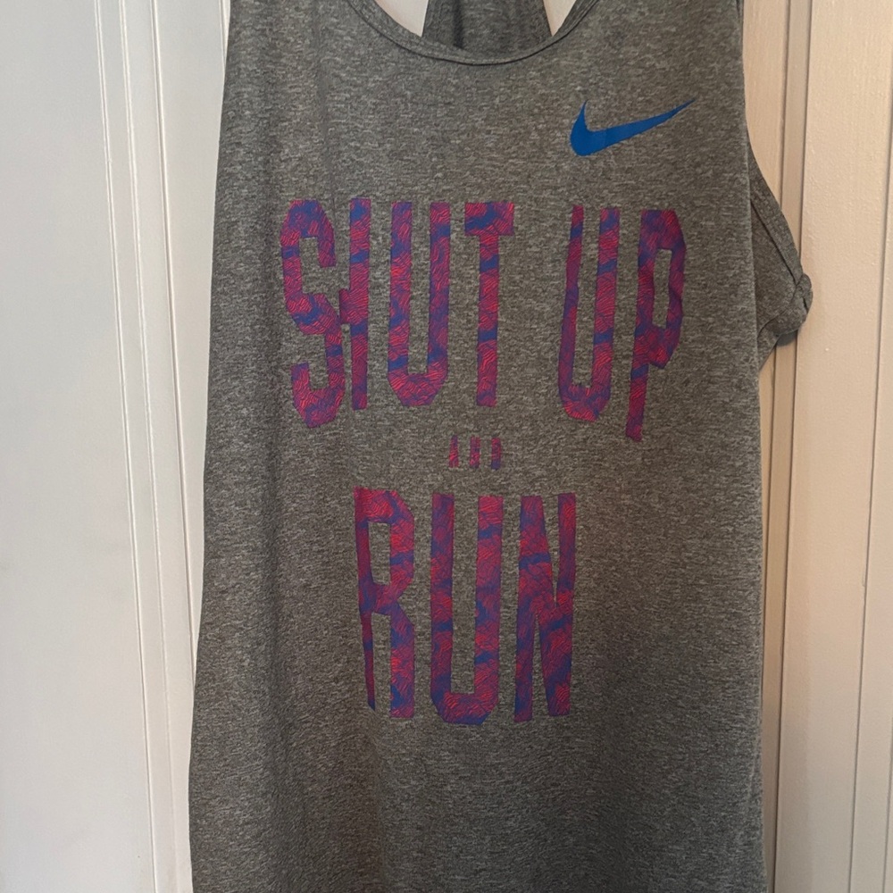 Nike Gray Tank Top shut up and run